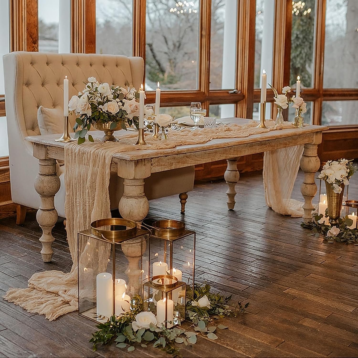 Seihtuch-Tischläufer, 30 Stück, Beige, Seihtuch, Tischläufer aus Gaze, rustikal, durchsichtig, für Hochzeit, Geburtstag, Babyparty, Party-Dekoration, 30 Stück