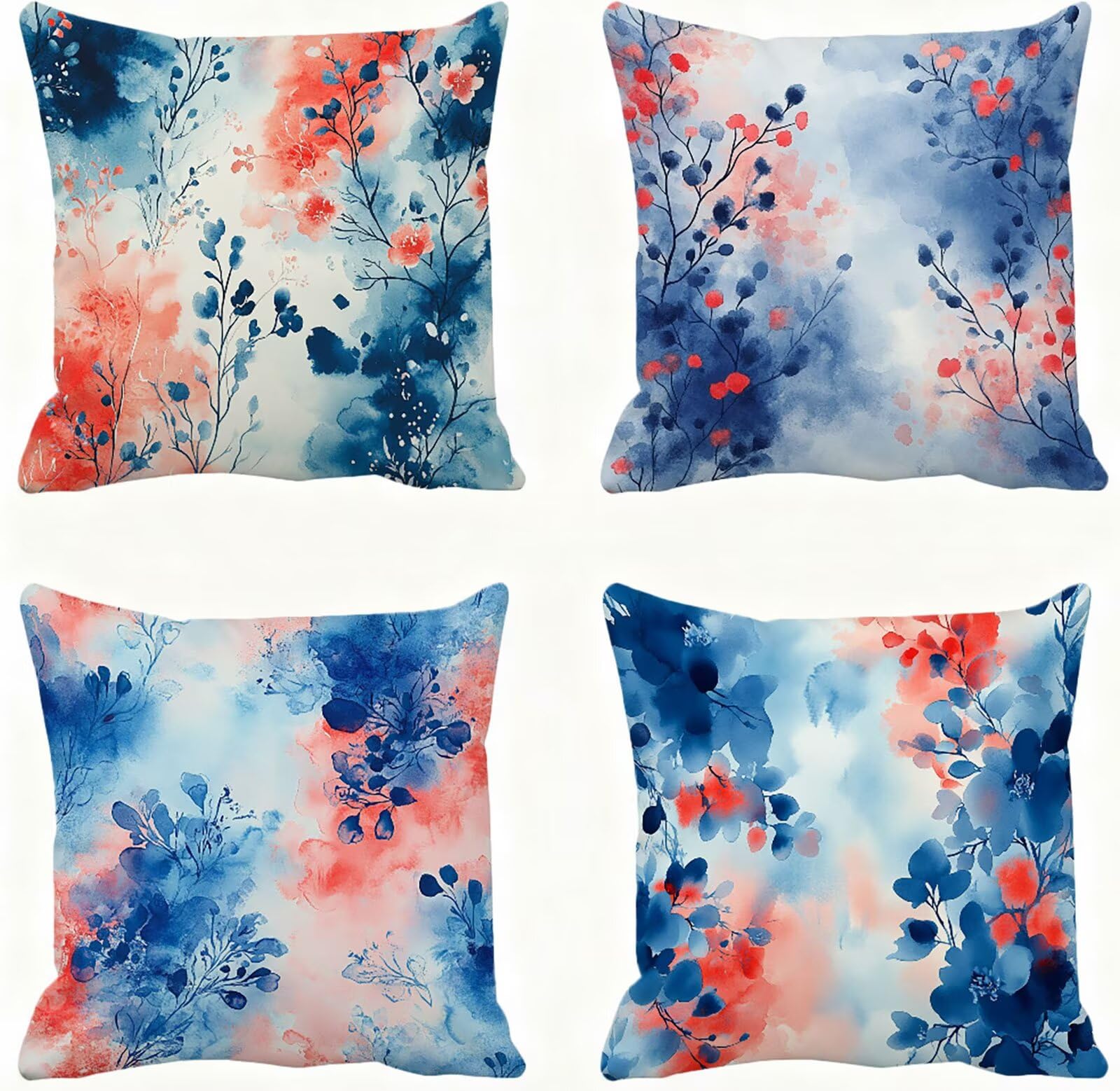 Azul Funda Cojin 60x60 Rojo Funda Almohada 60x60 Cojines Sofa Súper Suave Fundas Cojines Decorativos Fundas Almohadas 4 Piezas Almohada Cervicales y Cuello, para Hogar Cama Salon Decoracion E - 847