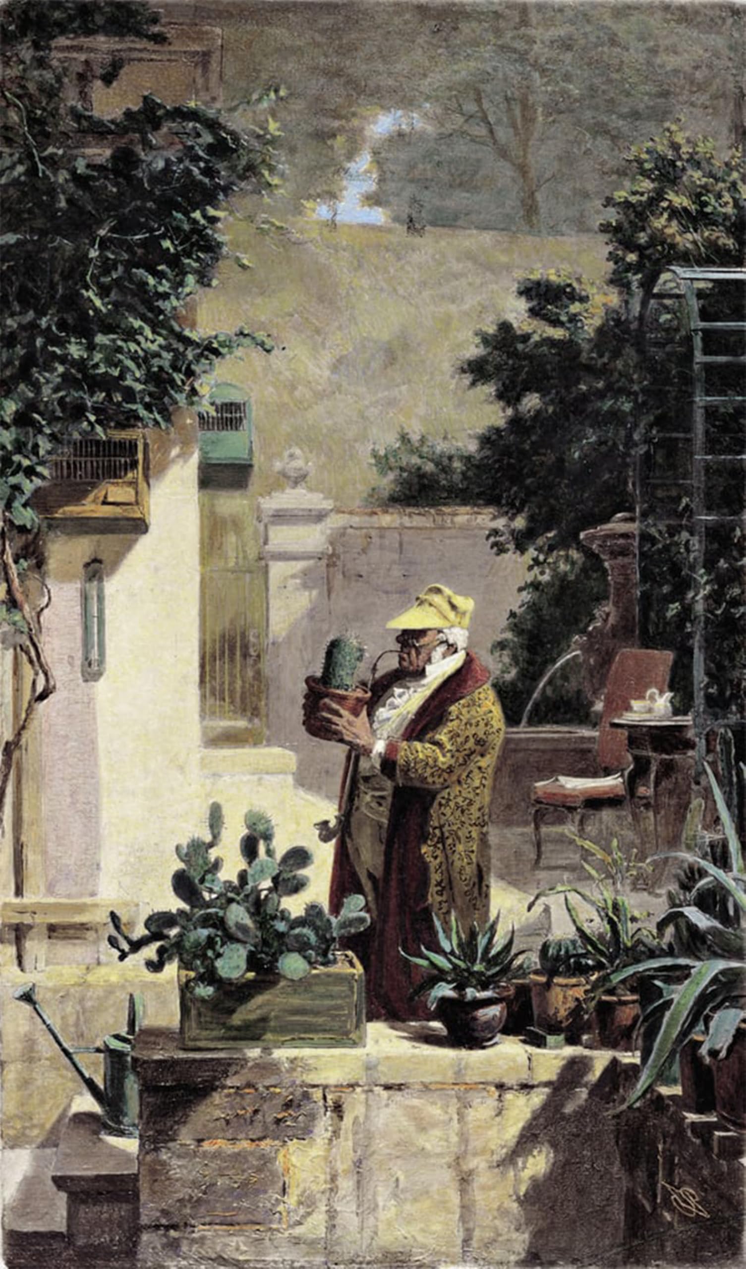 SERENDIPITP Retro Picture Poster Wall Art Pictures Painting The Cactus Lover before by Carl Spitzweg Wall Art Canvas Print for Wall Decor 60x90cm