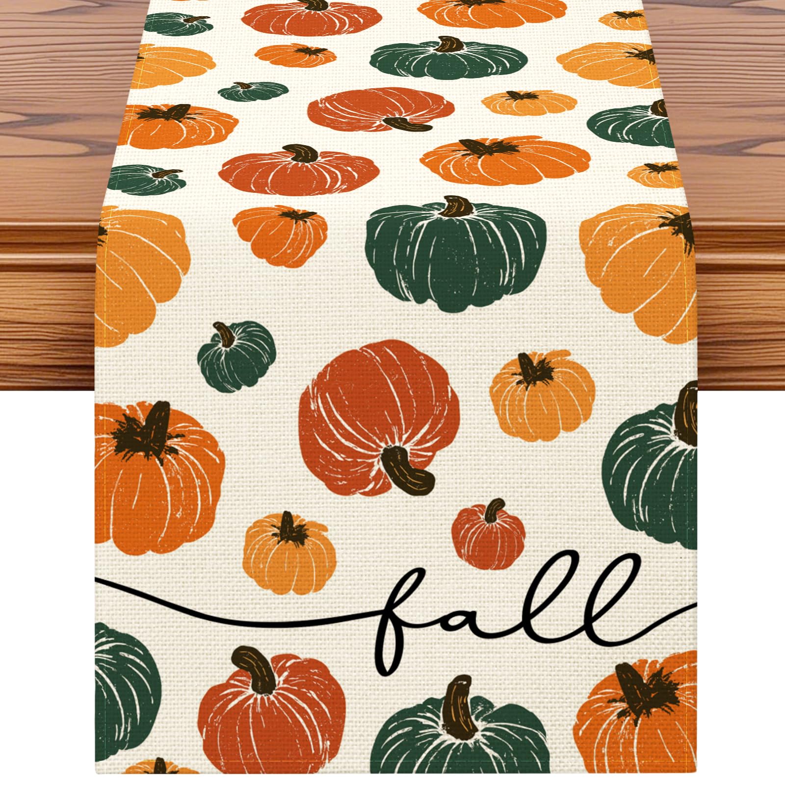 Artscope Colorful Pumpkins Table Runner Autumn Thanksgiving Holiday with Pumpkins Pattern Seasonal Kitchen Dining Table Runner Decoration for Home Fall Party Decor 40x180 cm