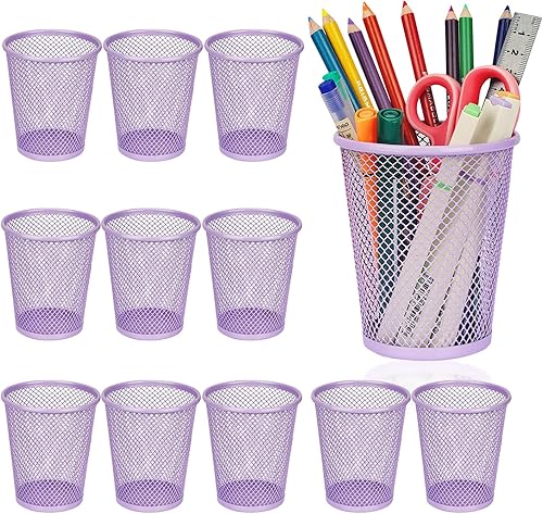 Miniatura 1 de Banshou Portalápices, soporte de malla para bolígrafo, para escritorio, soporte redondo morado para la escuela, el hogar, la oficina y otros