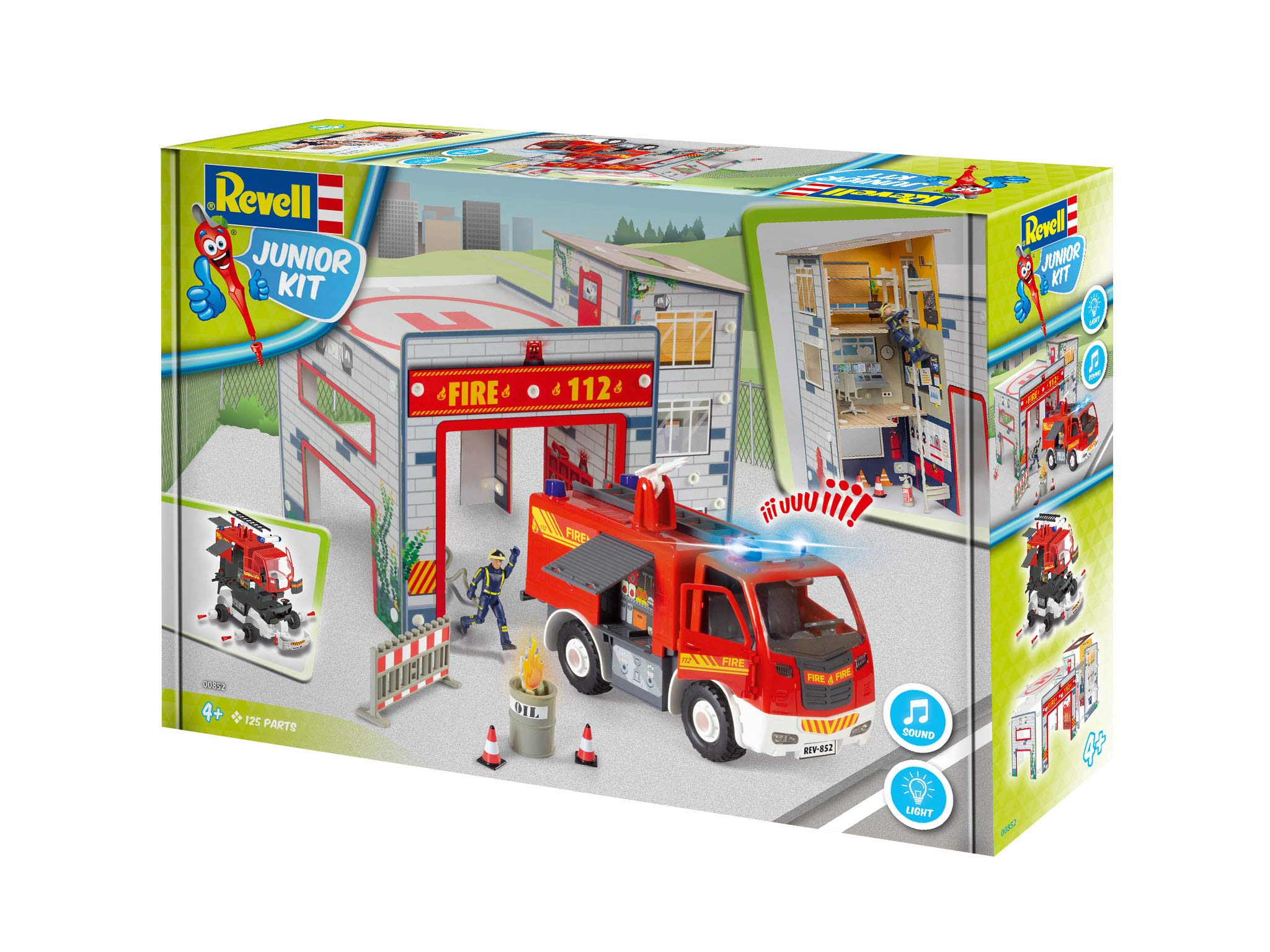 Revell Junior Kit - 00852 - Playset Caserne de Pompier à Construire avec Camion de Pompier