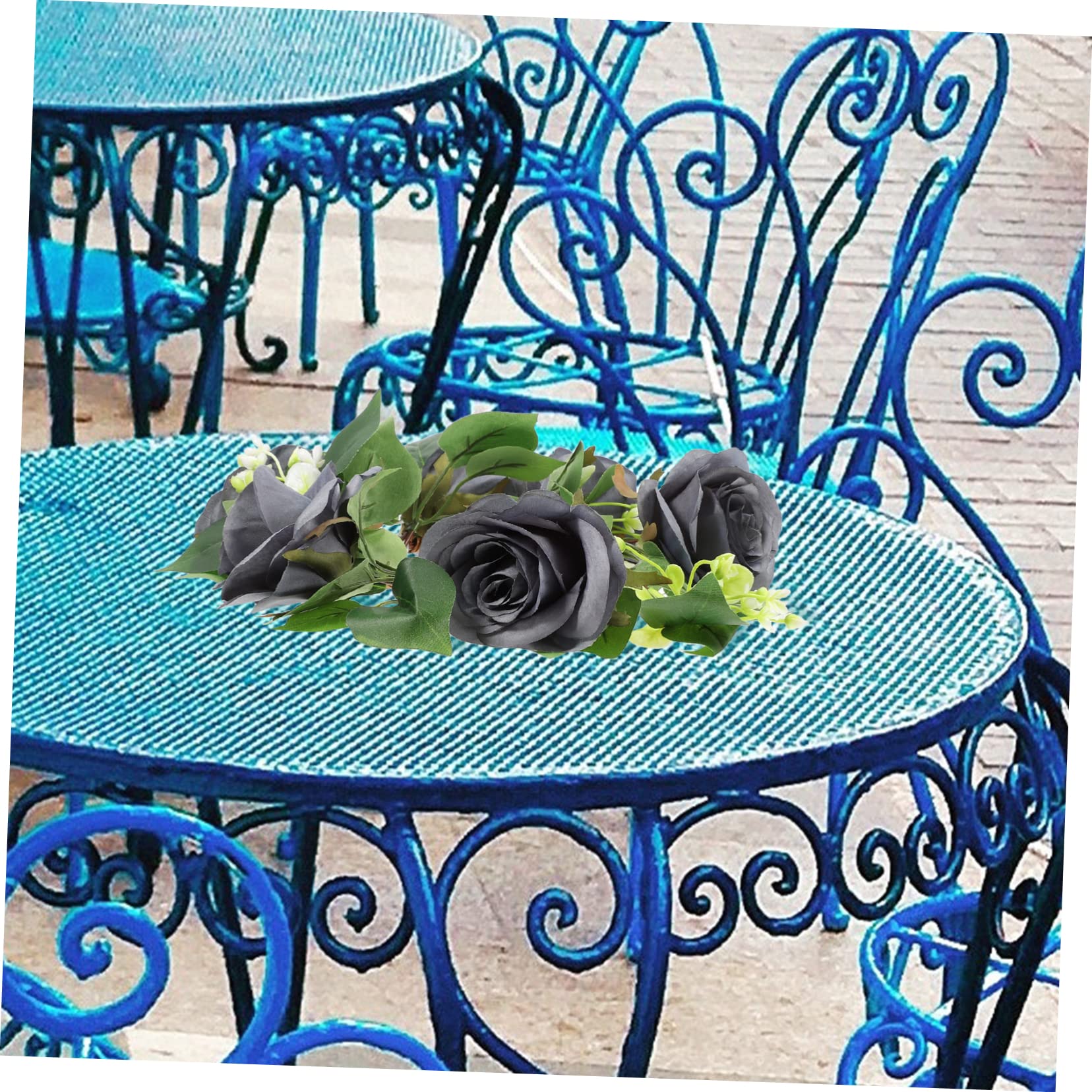Ornament 3st Kerzengirlande Hochzeitslayout-Requisiten Kerzen Aus Künstlichen Blättern Mini-Blumenkranz Tischdekorationen Frühlingskerzenkranz Blumendekor Seidentuch Rosen Pflanze
