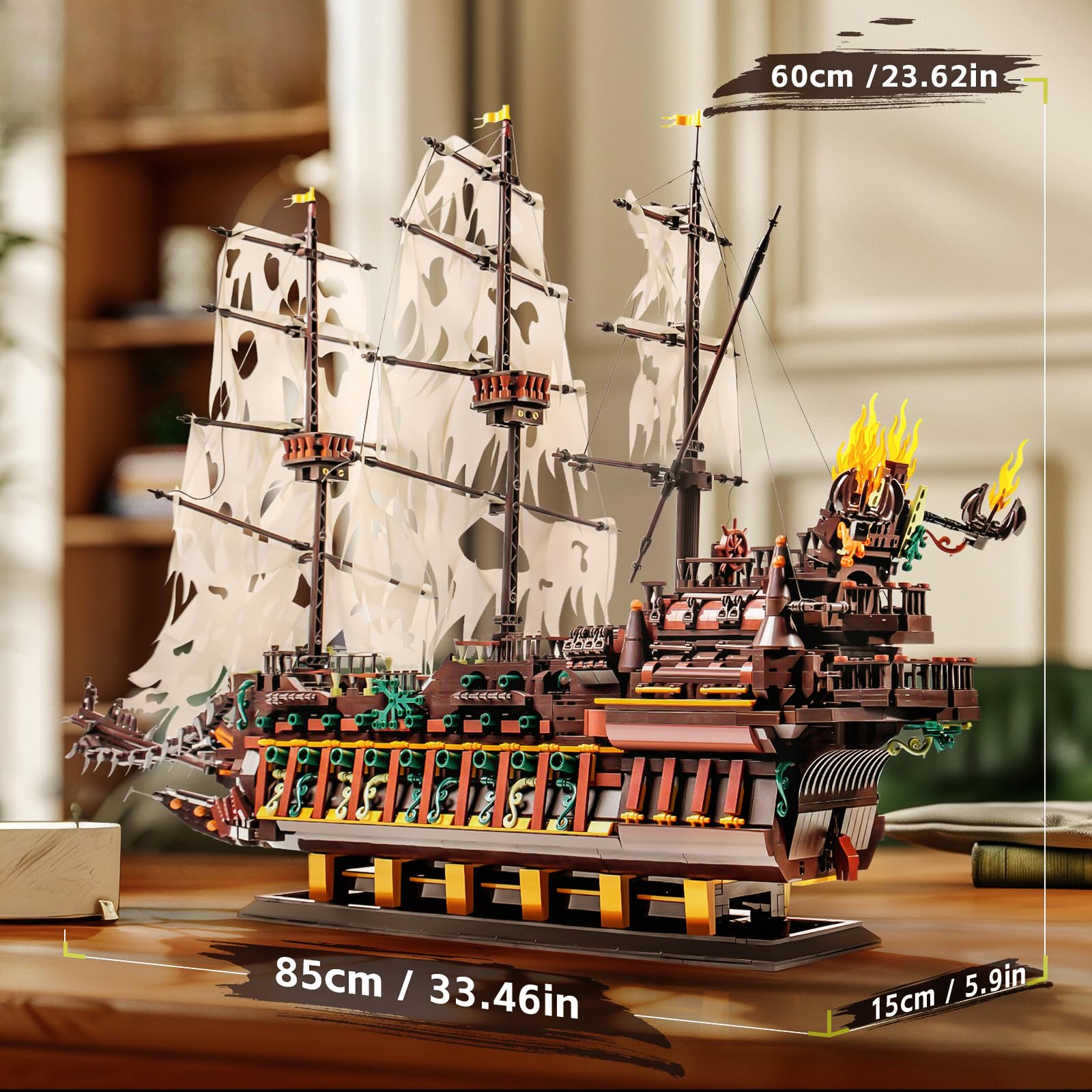 Mould King 13197 Piratenschiff Klemmbausteine Bausteine Kit, 4364+ Stück MOC Fliegenden Holländers groß Segelschiff Spielzeug, Schiff Modell Bausatz für Teenager 14+ /Erwachsene