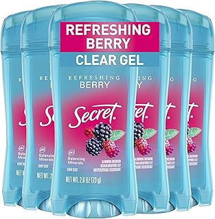 Secret Fresh Antiperspirant Deodorant for Women, 72hr Breathable Sweat & Odor Protection, Instant Freshness & Gentle, PH Balancing Minerals, Clear Gel, Refreshing Berry Scent, 2.6 oz (Pack of 6)