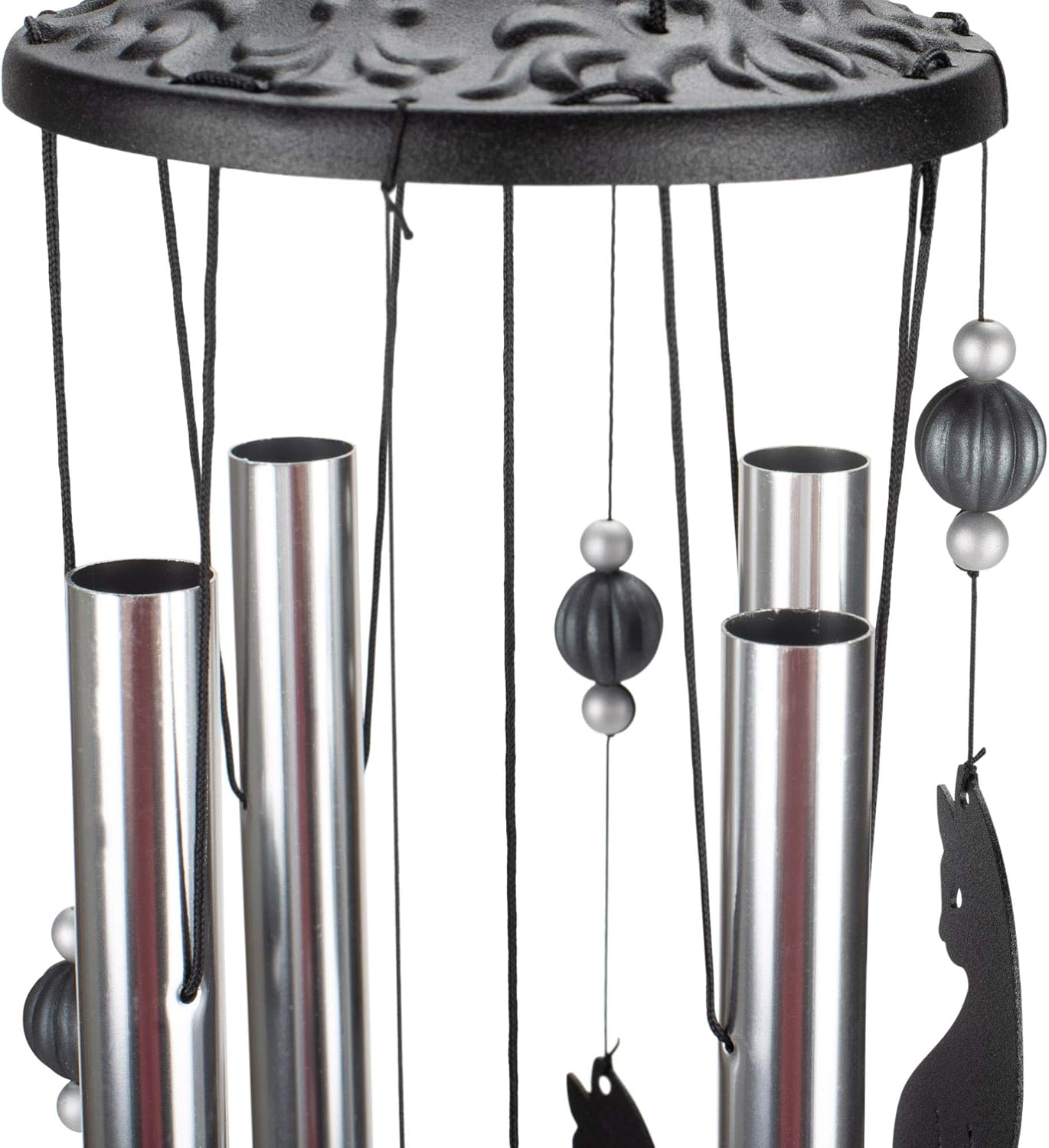 Red Carpet Studios Windchimes Metal Silhouette Wind Chime, 34" Long, Black Cat