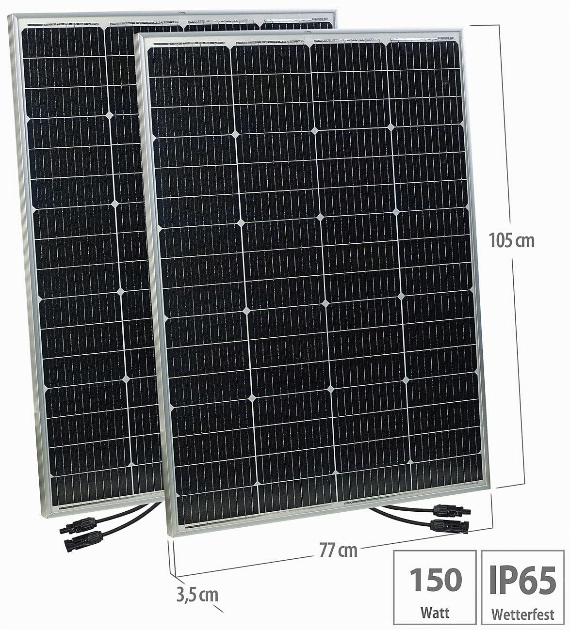 revolt Kleine Solarmodule: 4er-Set mobile monokristalline Solarpanels, 36 V, 150 W, MC4-komp. (Solarpanel für Gartenbeleuchtung, Mini-Solar-Panels, Modul)
