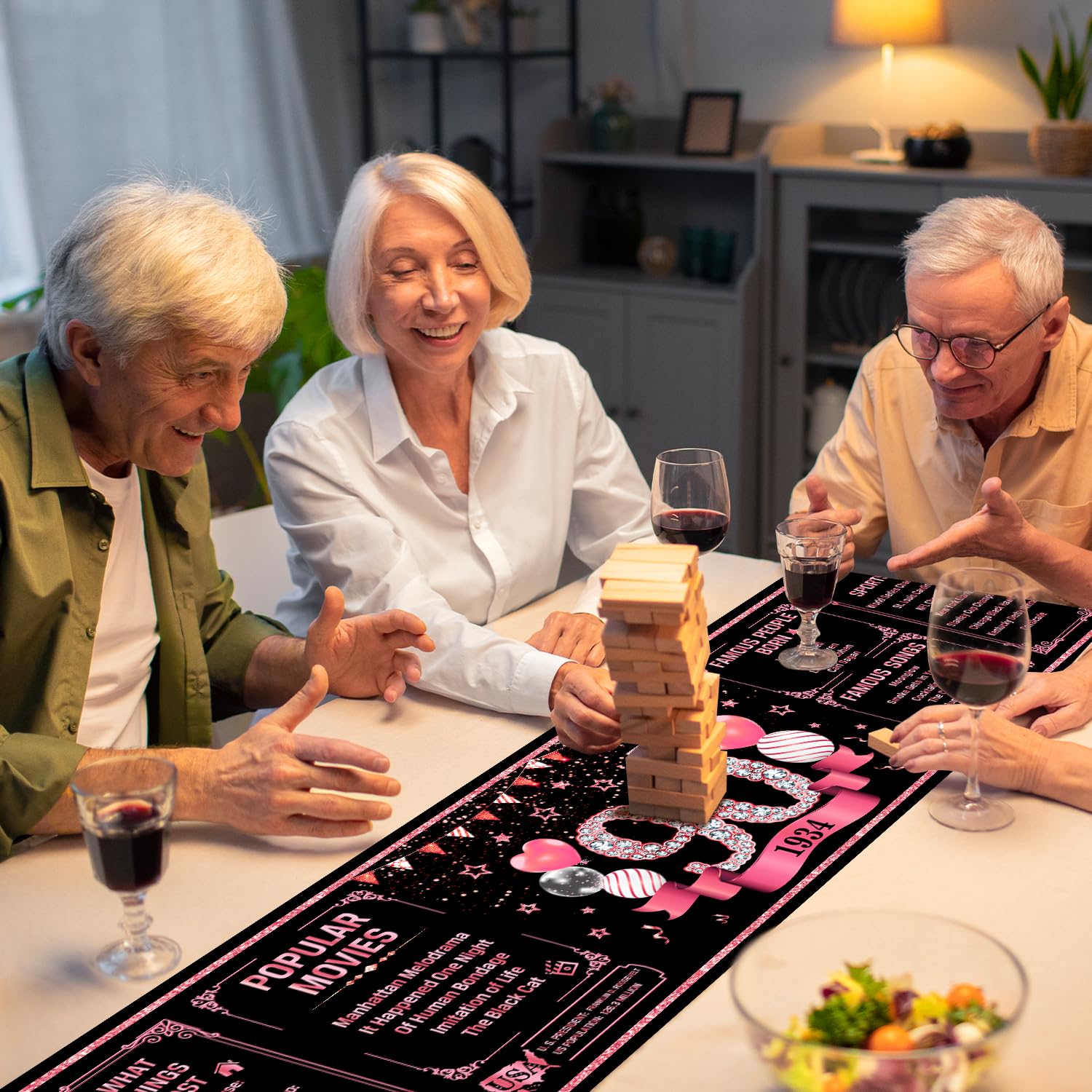 Snapklik.com : 90th Birthday Decoration - 1934 Vintage Black Pink Table