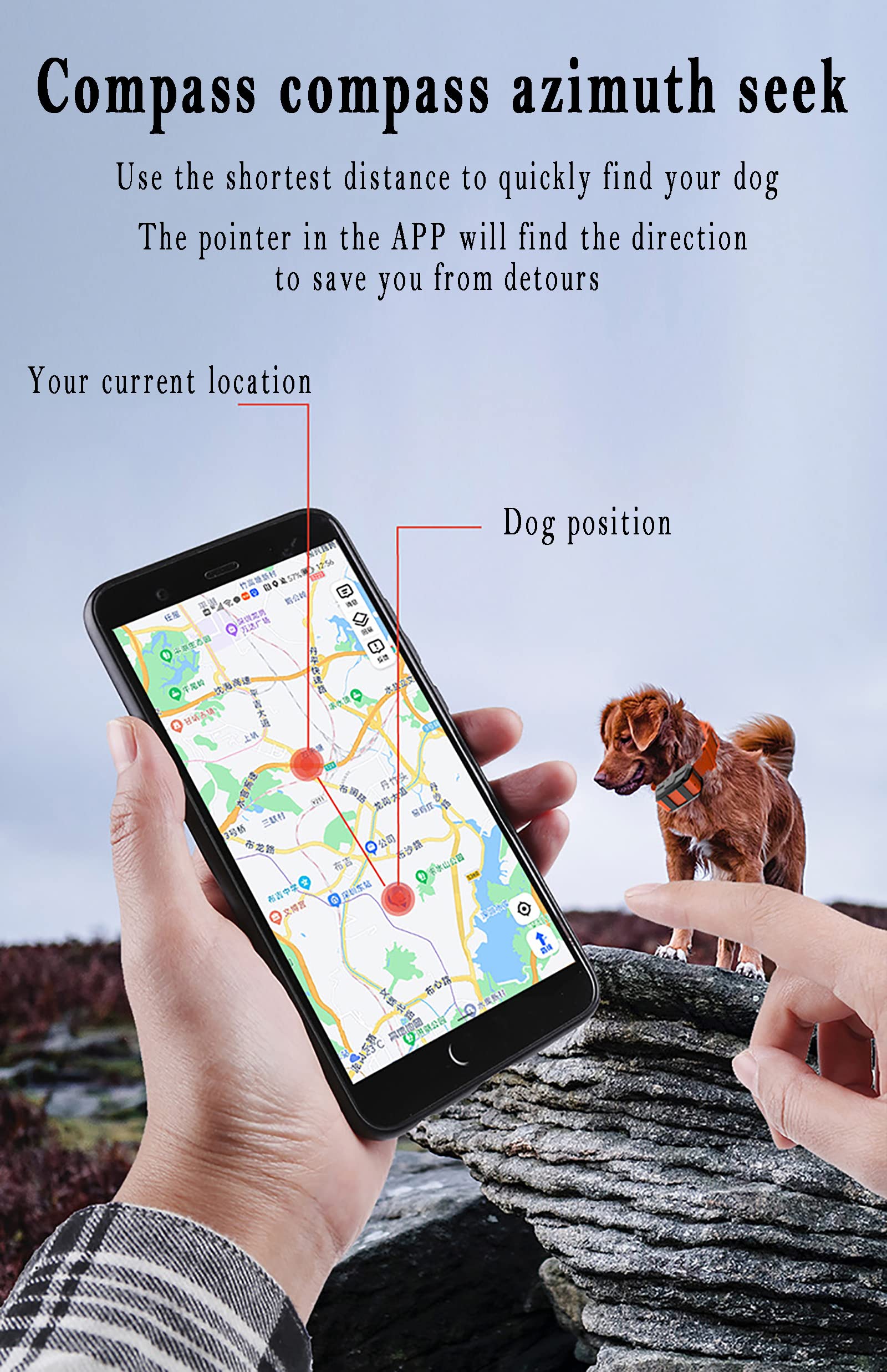 Localizador De Mascotas, Collar Anti-mordeduras para Sabuesos Grandes, Consulta De Huellas Históricas, Cambio Automático Entre Modos De Posicionamiento De Montaña, Pradera Y Bosque