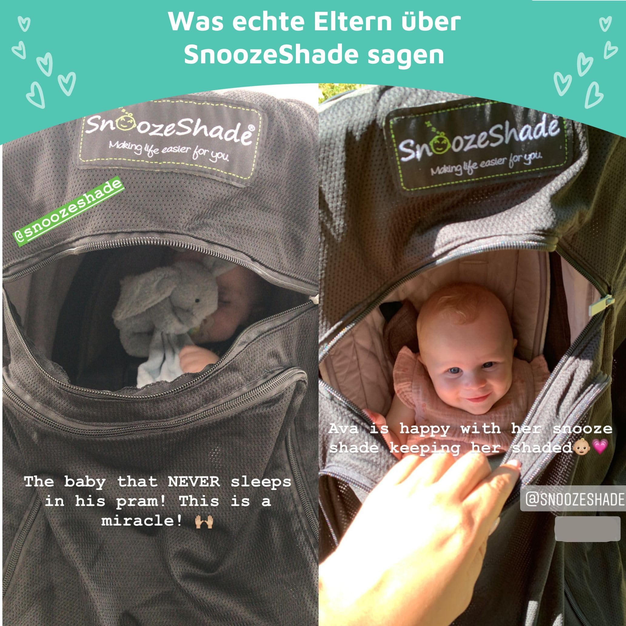 „SnoozeShade Plus Extra (6–9 Monate bis 3 Jahre) Universal-Passform für Baby- und Kleinkind-Buggys und Kinderwagen, Sonnenschutz und Einschlafhilfe für Kinderwagen | Blockiert sicher bis zu 99% der