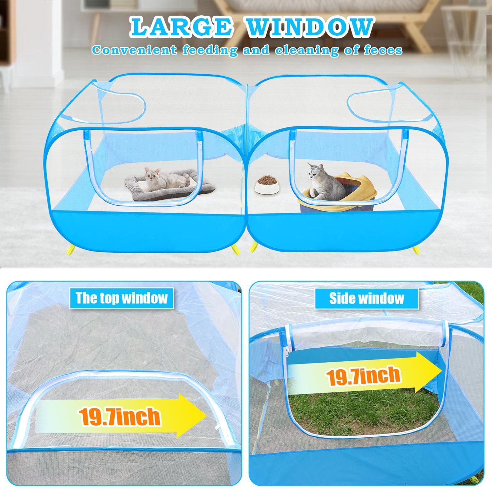 Recinto per Animali Multifunzionale e Reversibile | Area Giochi per Animali da Viaggio Casa ed Esterno per Gatti e Animali da Giardino