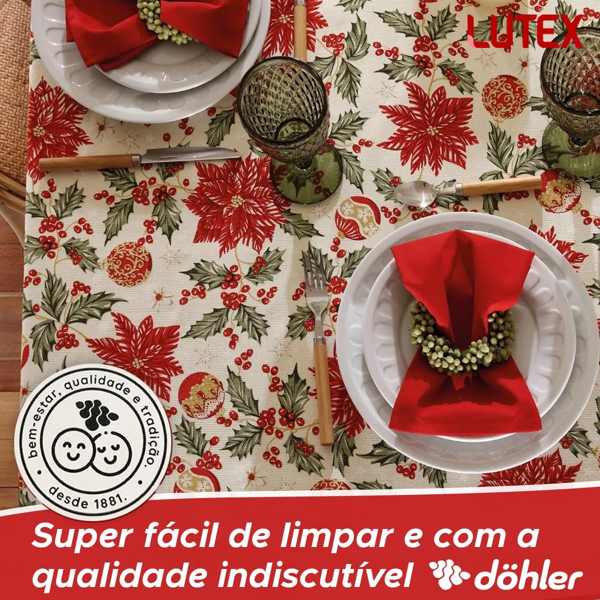 Trilho Caminho de Mesa Natalino 45 x 160 Dohler Celebra Natal - Toalha Vermelha Verde Branca Brilho (Natal 106) Trilho Caminho de Mesa Natalino 45 x 160 Dohler Celebra Natal - Toalha Vermelha Verde Branca Brilho (Natal 106)