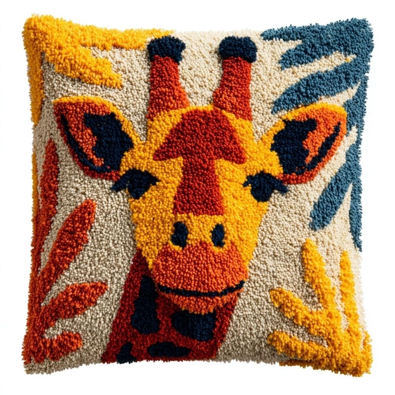WallustrioaW Latch Hook Kits Pillow for Adults,Cartoon Giraffe
