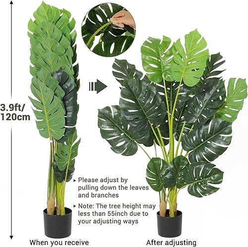 Miniatura 4 de VIAGDO Planta artificial Monstera de queso suizo sintético en maceta de 43 pulgadas de alto planta de Monstera sintética con 11 hojas grandes