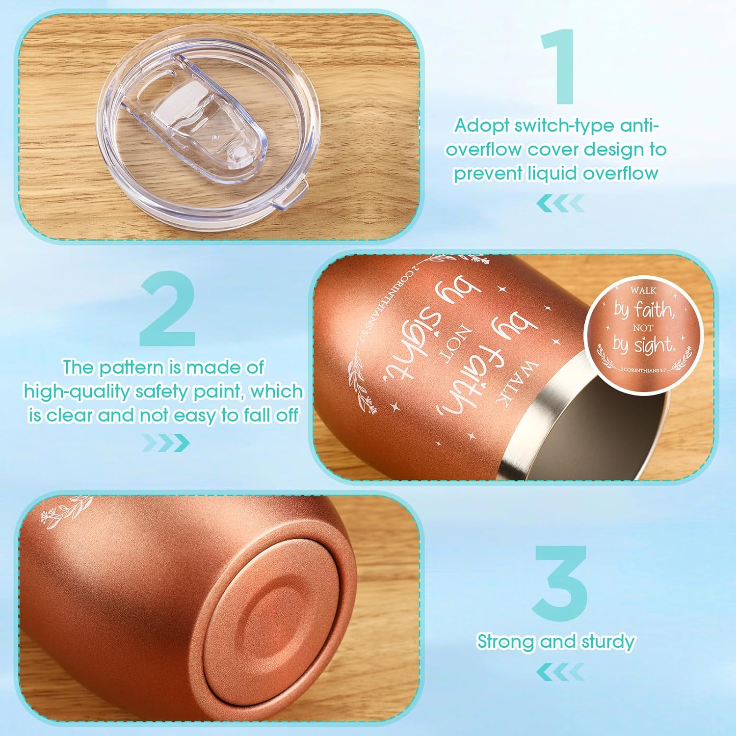 Skylety 4 Sets Christian Tumbler and Bible Verse Keychain Christian Gifts Bulk Religious Scripture Coffee Mug Cups Gifts for Women Christmas Coworker Employee (Multicolor) - Image 4