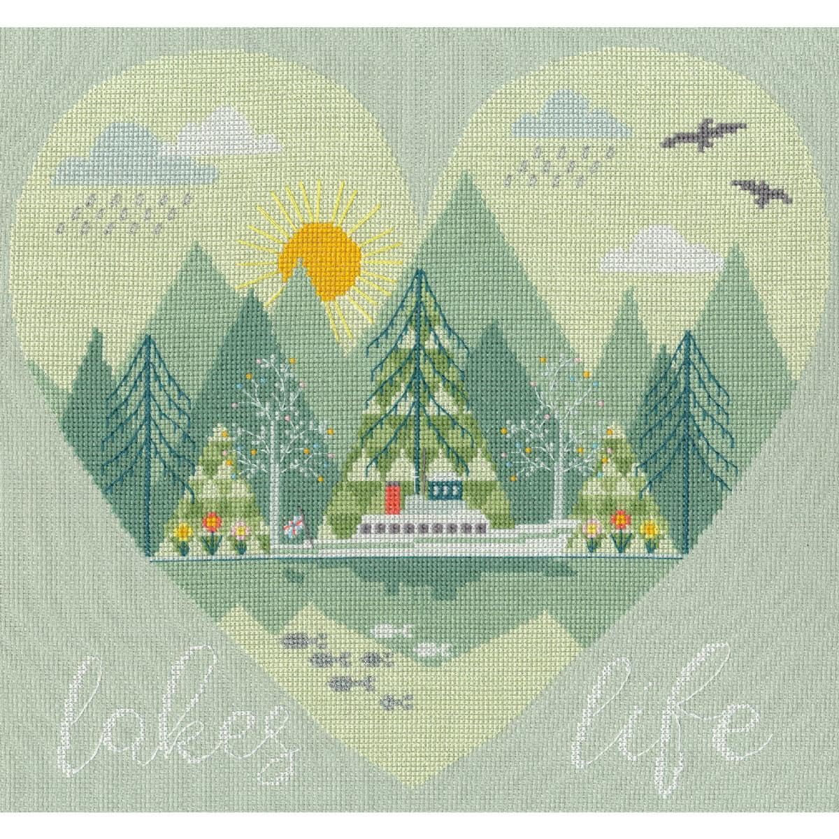 Bothy Threads Green Counted Cross Stitch Kit - Lakes Life