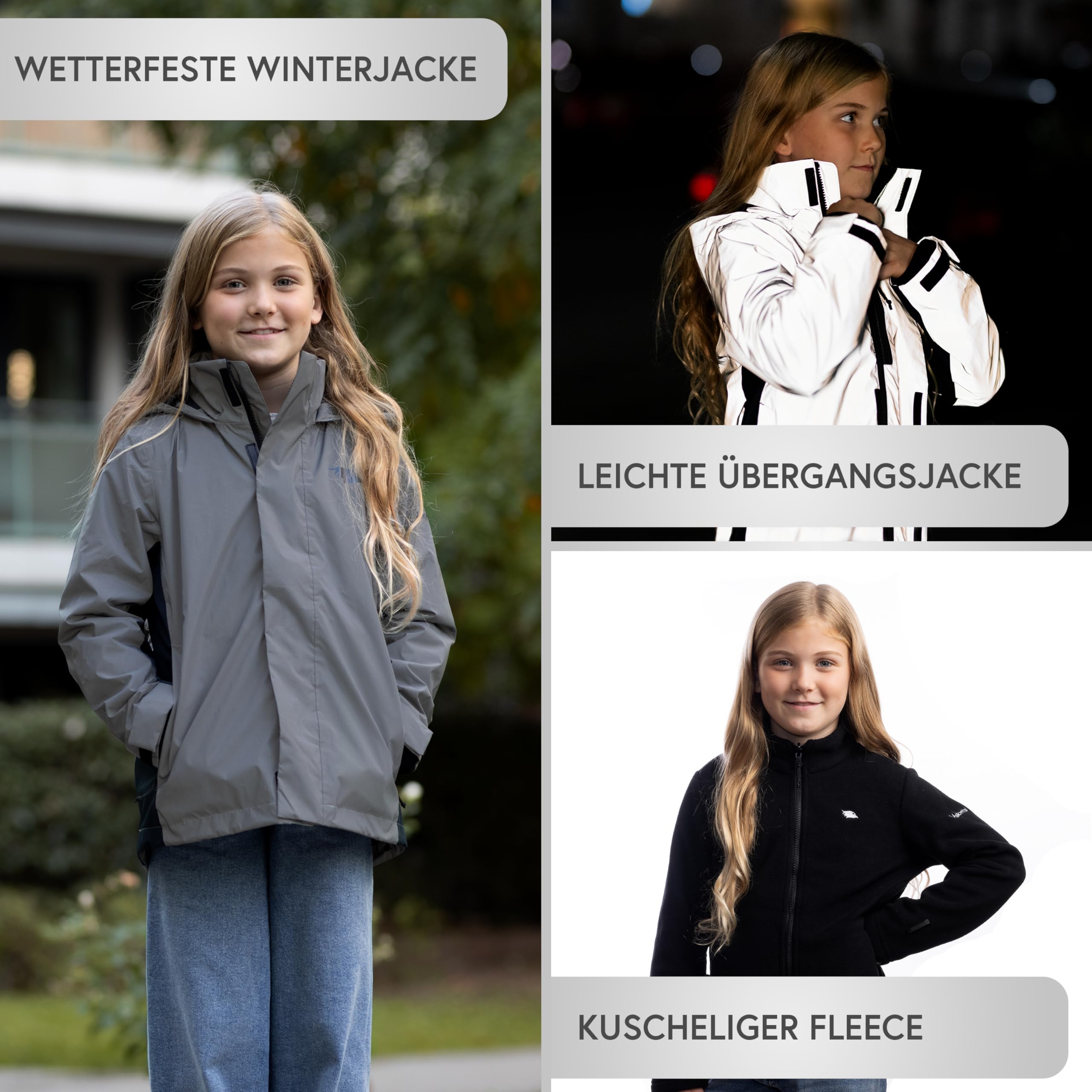 Valkental - Wasserdichte 3in1 Jacke Kinder mit Fleece Zipp-In | Jungen & Mädchen | Geeignet als Winterjacke, Regenjacke & Fahrradjacke