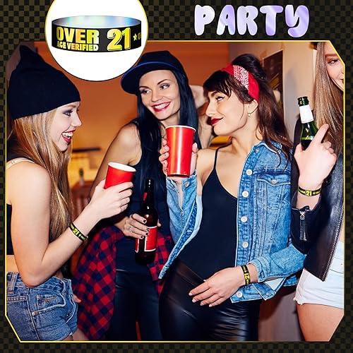 Vista 24 de Ferraycle 500 pulseras para más de 21 pulseras holográficas para eventos, pulseras de plástico para fiestas, pulseras impermeables para eventos