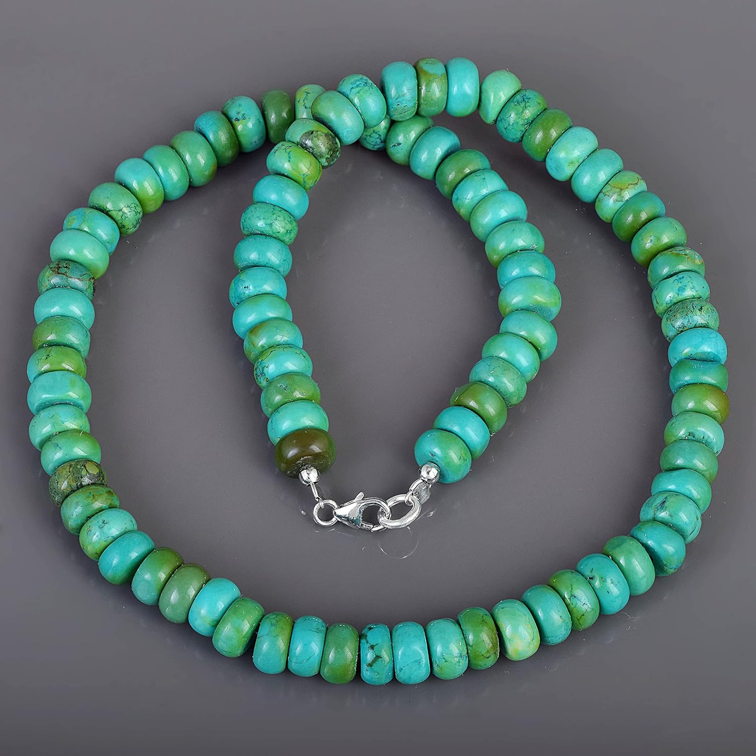 Genuine Sleeping Beauty Turquoise Necklace 8-9MM – 925 Sterling Silver Holiday Gift