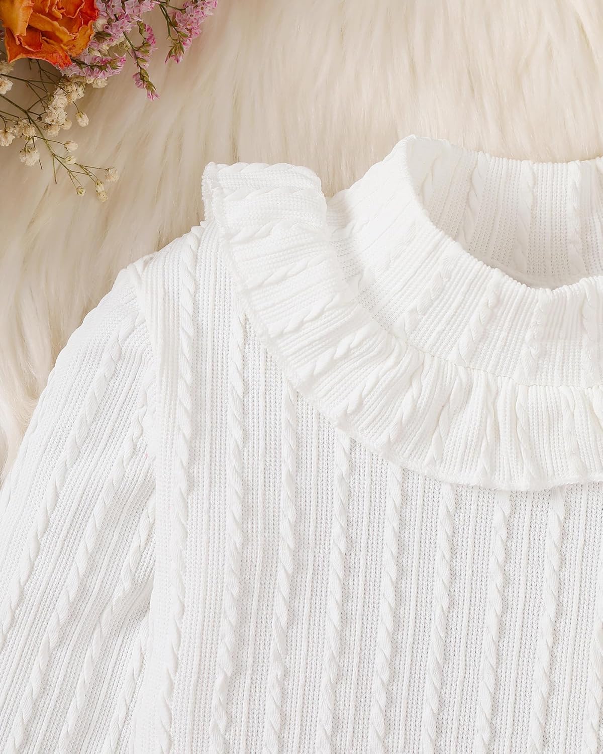 Toddler Girl Clothes Sets: Long Sleeve Ribbed Tops Button Mini Skirts Set Fall Winter Outfits for Toddler 2-7 Years - Image 4