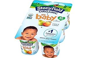 Stonyfield Organic YoBaby Stage 1 Baby Yogurt Cups, Pear & Peach, 6 Ct