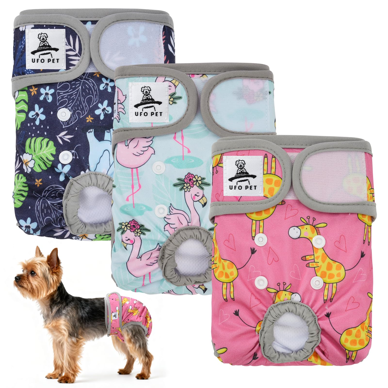 UFO PET Mutandine Cane Femmina Calore Lavabili S (3 Pezzi), Assorbenti per Cani e Gatti, Pannolini da Ciclo per Femmine Cani