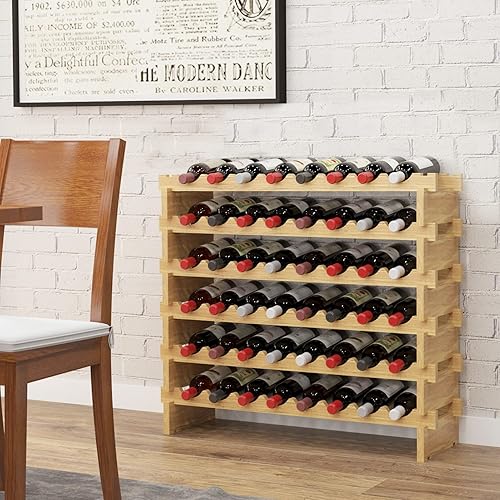 Miniatura 4 de sogesfurniture Estantes de vino de piso, estante modular apilable para vino, estante pequeño de almacenamiento de vino, estantes de exhibición de