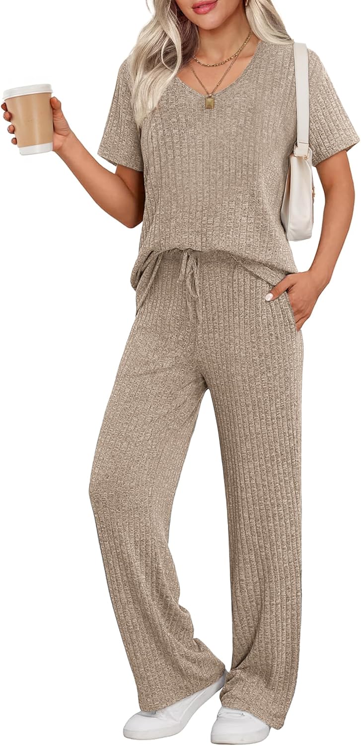 Ekouaer Women’s casual summer lounge set for travel or home.