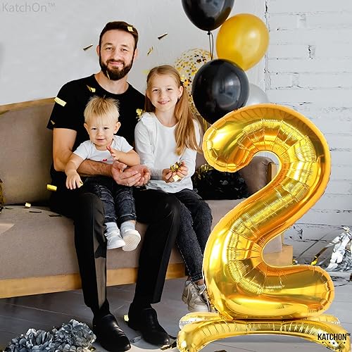 Miniatura 7 de KatchOn, Globos dorados con el número 2 de 40 pulgadas, grandes globos dorados para 2 cumpleaños, globo del número 2, decoraciones doradas para
