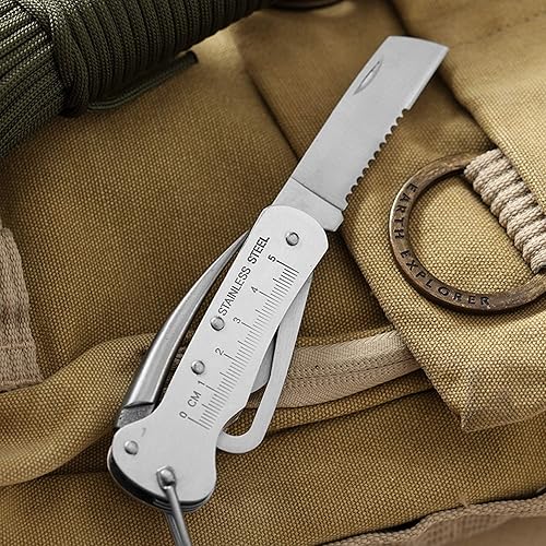 Miniatura 6 de Sailor's Survival Knife Pocket Size EDC Multi Tool Swiss Army Skipper Herramienta de aparejo de emergencia con abrelatas, destornillador, cuchillo,