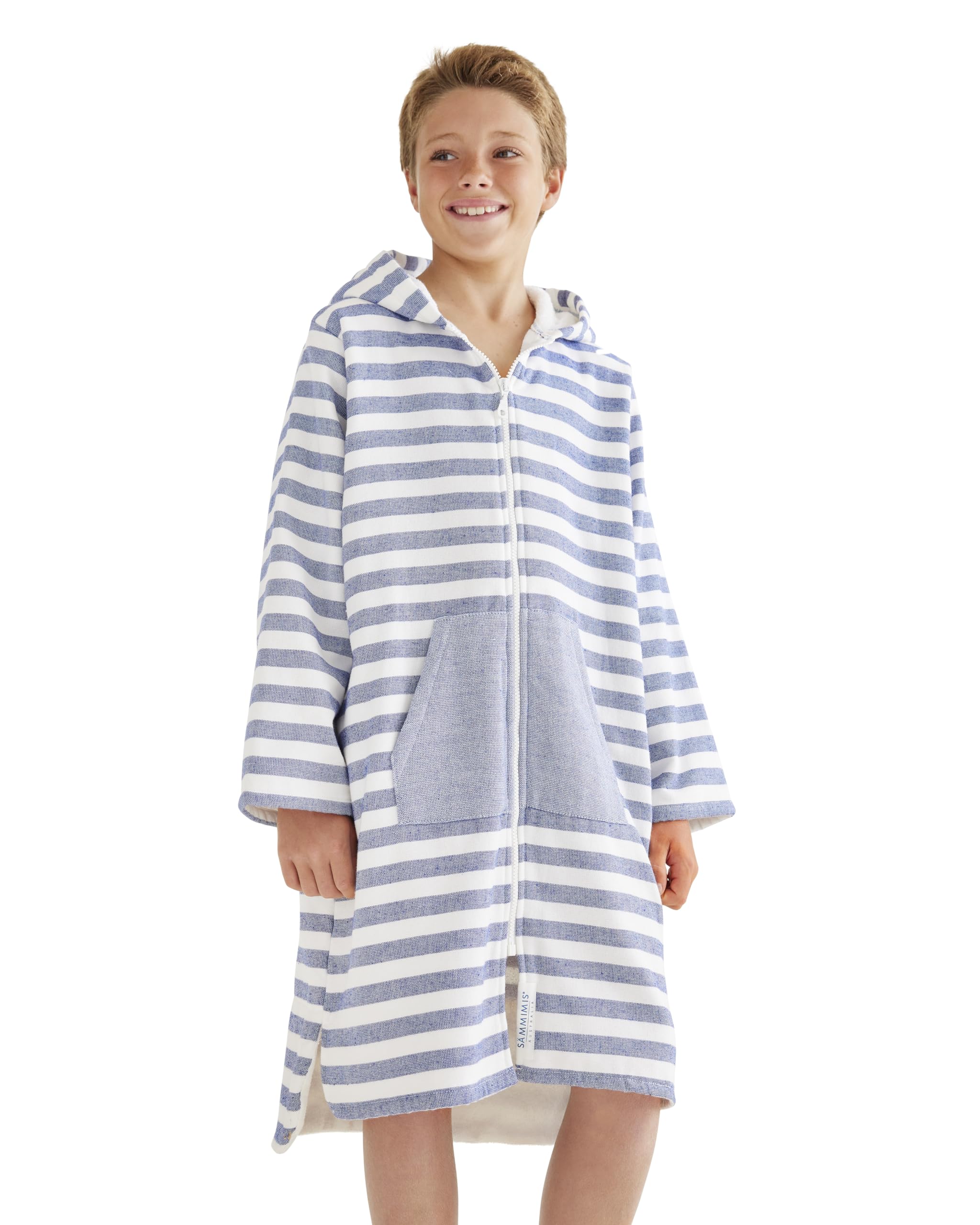 SAMMIMIS Kids Bathrobe & Hooded Towels for Kids - Turkish Cotton Towel Robe with Terry Lining, Zip & Pockets - Beach Cover Up