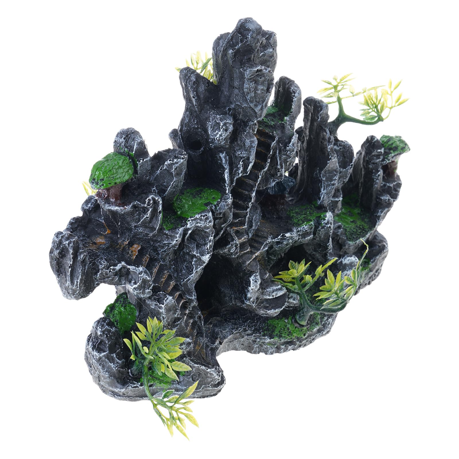 MINGLEA Mountain View Rockery Aquariums Ornaments Enhances Fishtanks with Natural Hiding Cave and Life Like Scene Landscape Decors