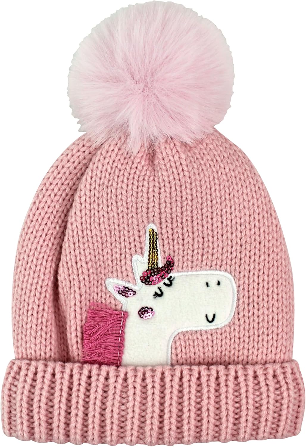 Sock Snob Unicorn Hat with Pom Pom for Girls Kids Winter Cozy Jacquard Hat