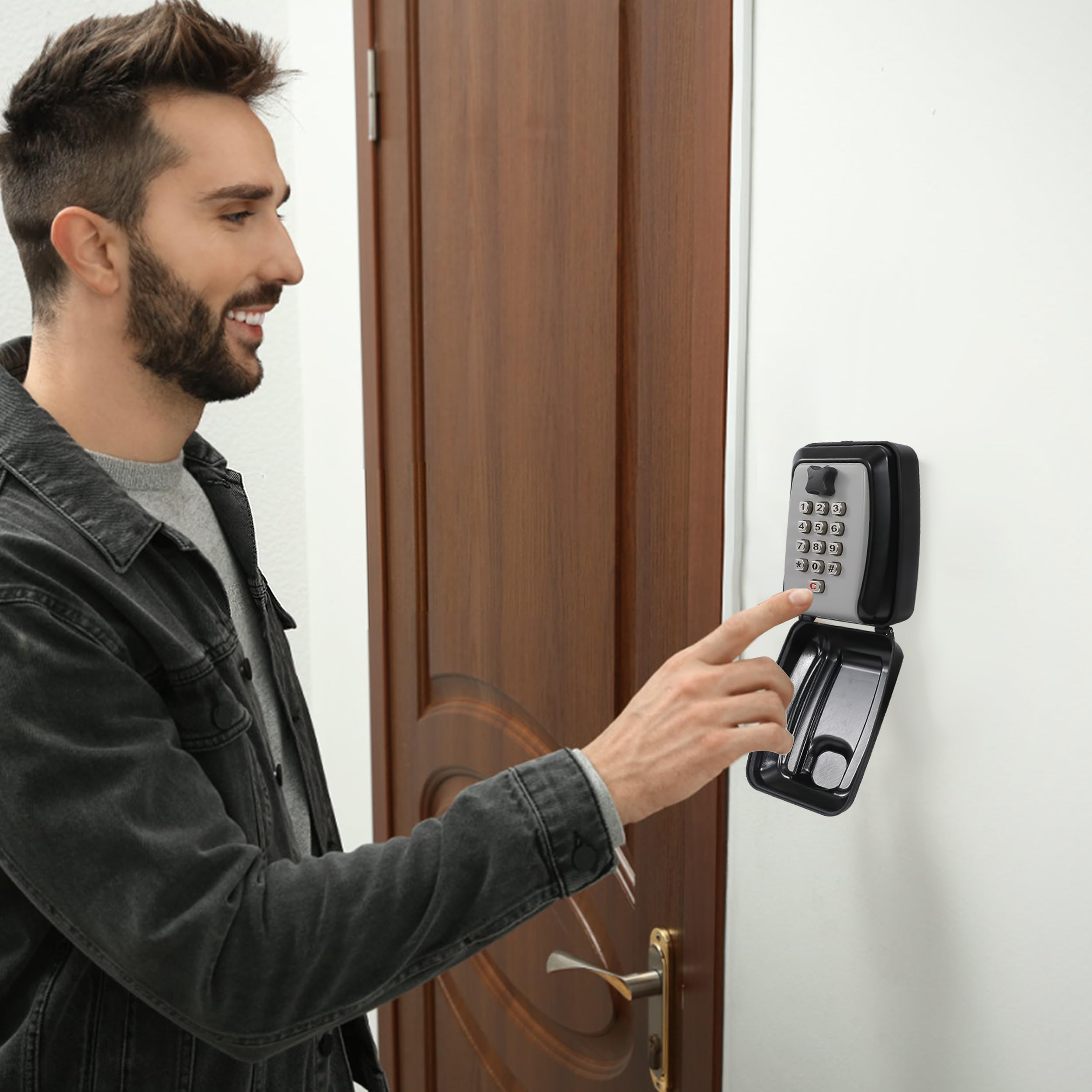 Nestling Coffre-fort Clés Extérieures, Monté Au Mur Boîte De Sécurité Pour Clés, Boîte à Clés Avec Code étanche Pour Garder En Toute Sécurité Vos Clés, Cartes De Crédit