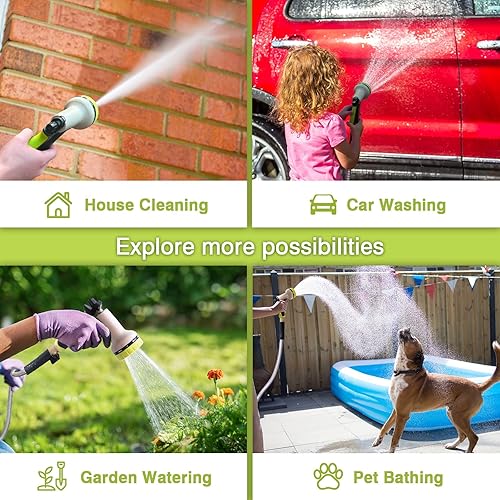 Miniatura 7 de Manguera de jardín de metal de 75 pies  Manguera de agua de metal de acero inoxidable resistente con boquilla de 10 funciones, ligera, sin