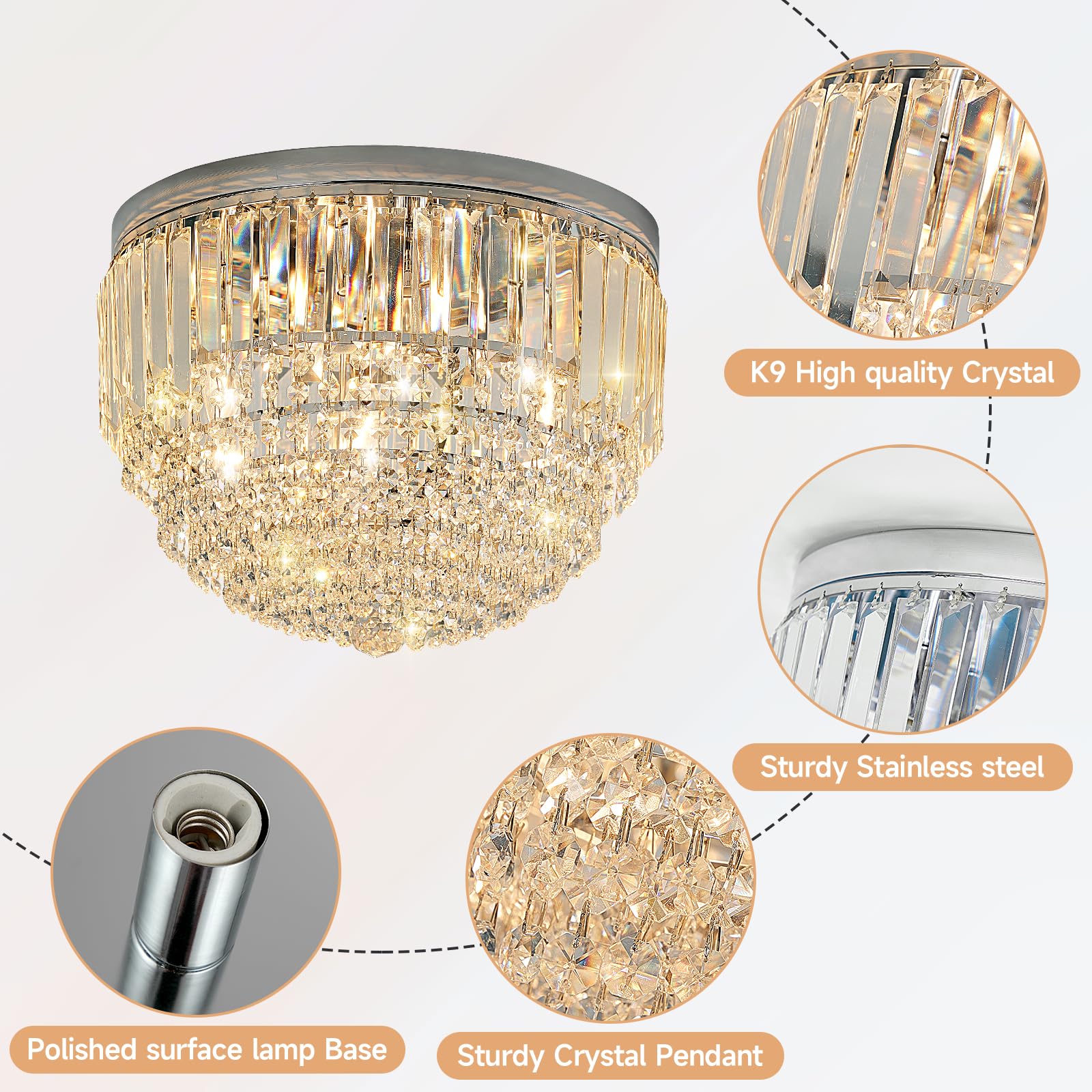 YMP&YZX 5-Lights Crystal Chandelier,15.7