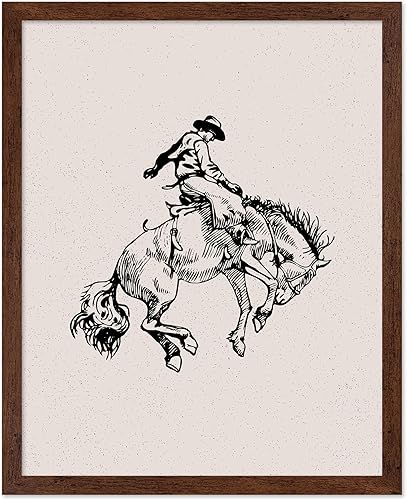 Miniatura 11 de Poster Master Póster de Rodeo marrón – Estampado retro de vaquero sobre caballo – Arte de vaquero – Arte occidental – Arte del salvaje oeste –