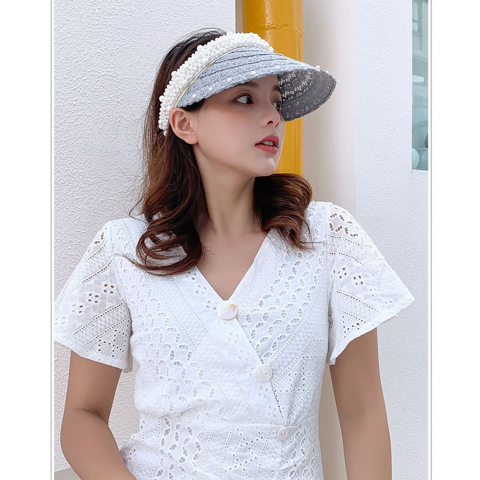 Cappello Da Sole Donna In Paglia, Tesa Larga, Protezione UV, Pieghevole, Viola, Taglia Unica Regolabile