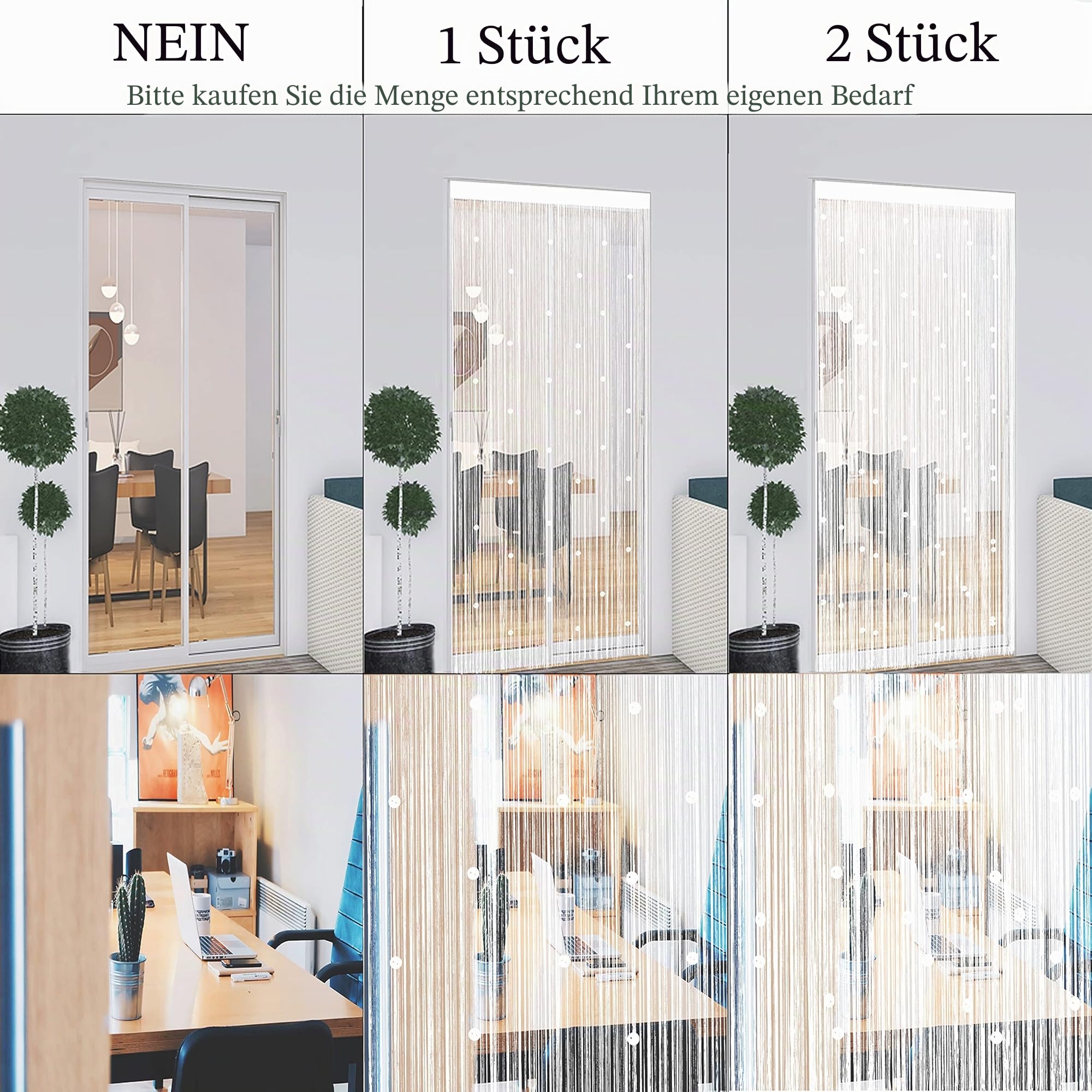Taiyuhomes Perlenvorhang Für Türen Fliegenvorhang Insektenschutz Balkontür Türvorhang Fliegen Vorhang Terrasse Türvorhänge Terrassentür Fliegentürvorhang Dekorative Gardine Fadenvorhang 90x200cm Weiß