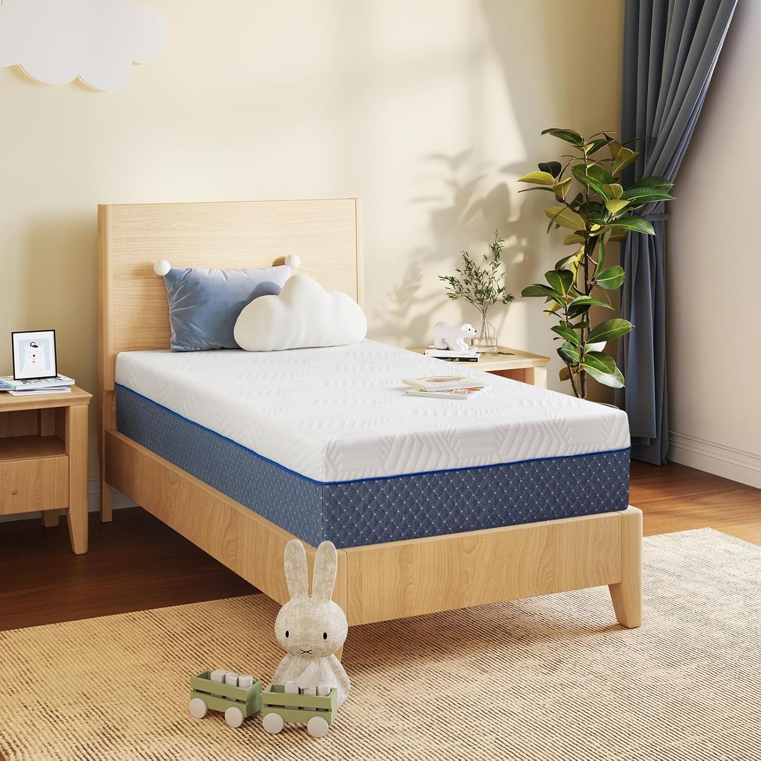 10" Twin Green Tea Gel Memory Foam Mattress with Removable Washable Cover, Medium Firm, Bed in a Box, CertiPUR-US Certified, Apartment Essential