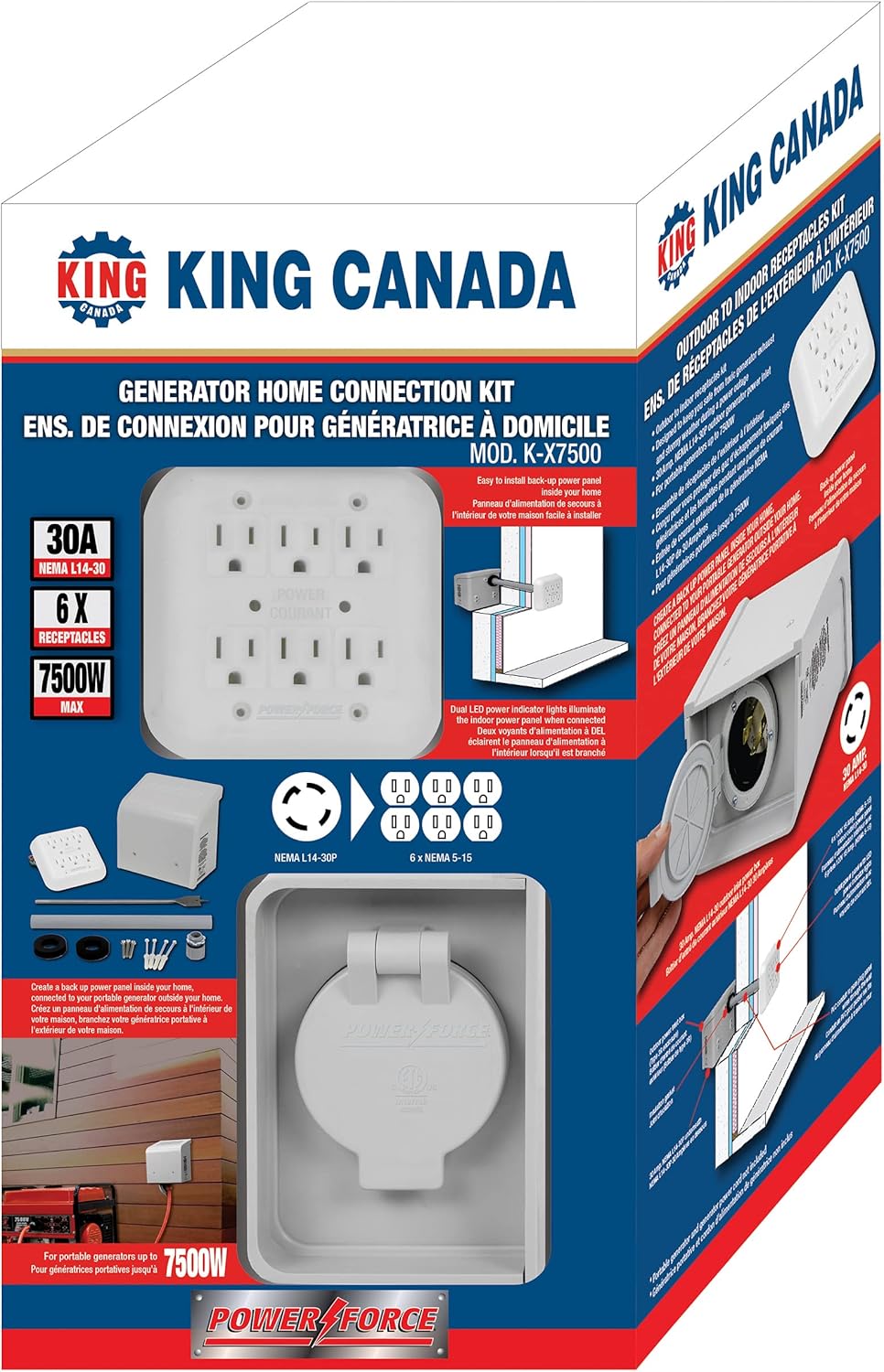 King Canada Generator Home Connection Kit, 30 Amp, NEMA L1430P, for