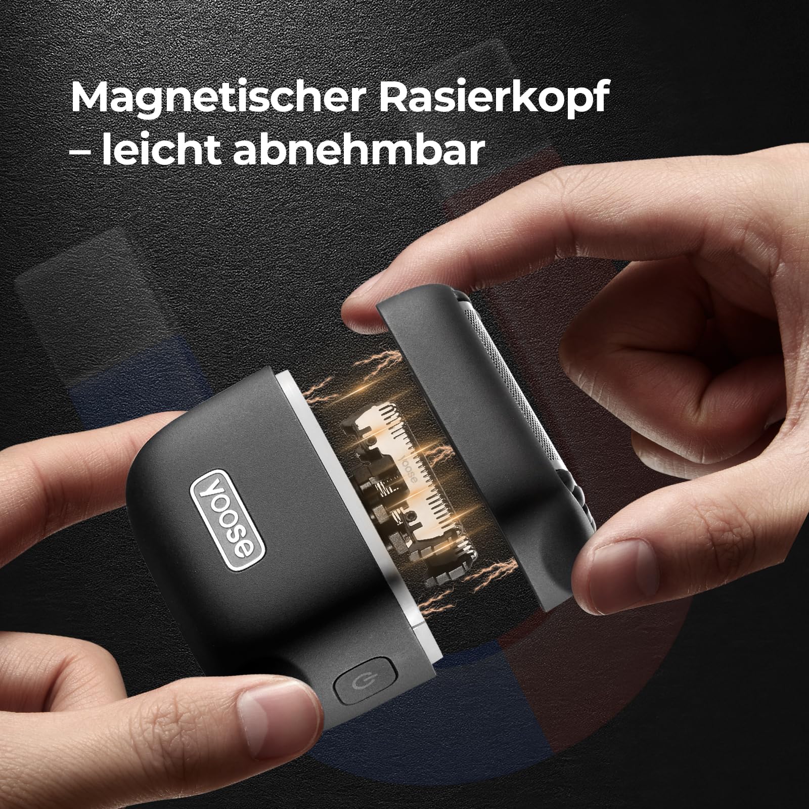 Yoose MINI 5 Bart Rasierer Herren Elektrisch, Tragbarer Beard Trimmer Men Trockenrasierer Nassrasierer Epilierer Männer IPX7 Wasserdicht, Wiederaufladbar mit USB C, Schwarz