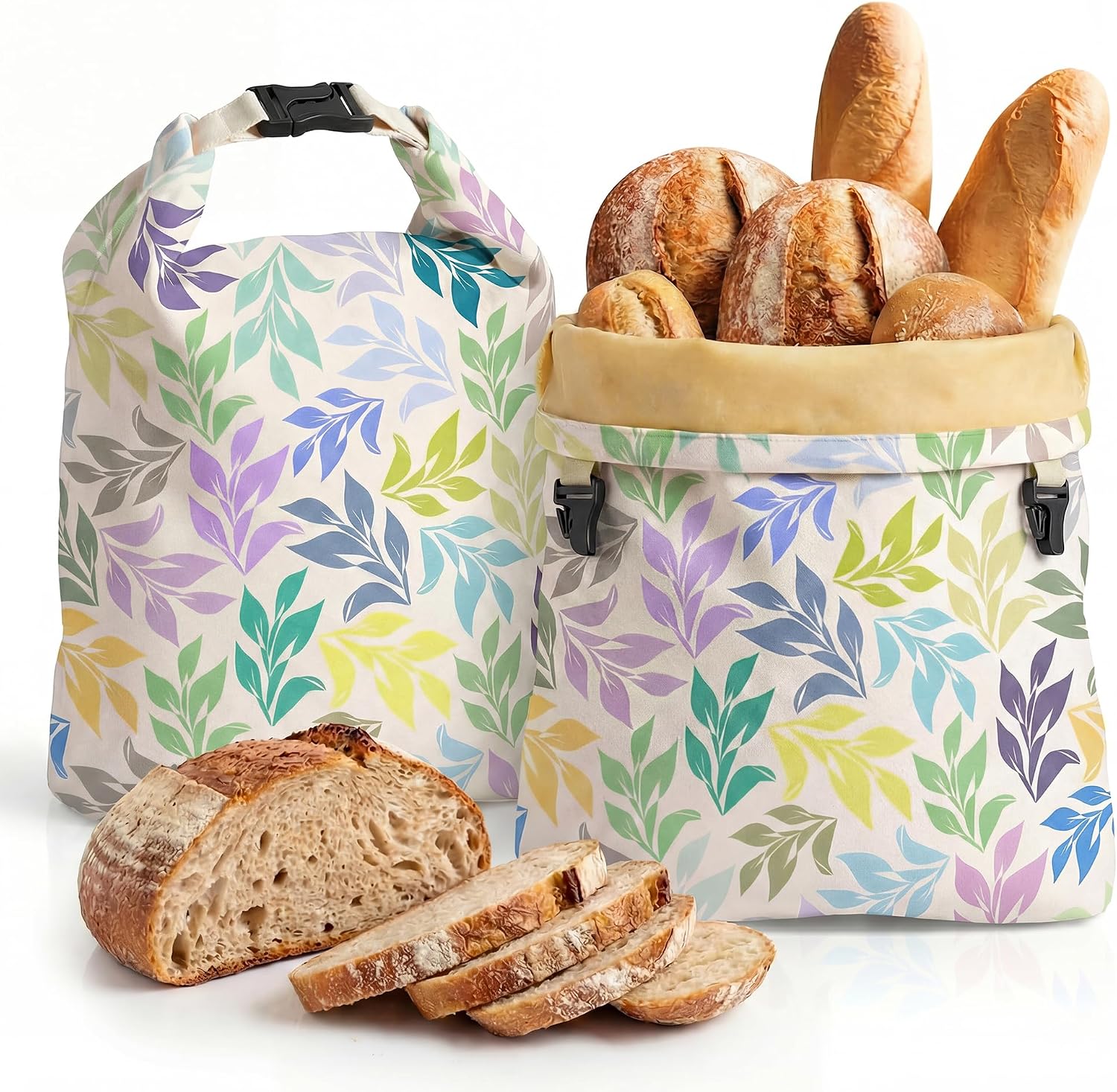 2 Pack Reusable Beeswax Bread Bags for Homemade Sourdough, XL 17"x13" Natural Cotton Beeswax Linen Food Storage Bags, Freezer Safe to Keep Loaves Fresh Longer, Ideal Gift for Bakers