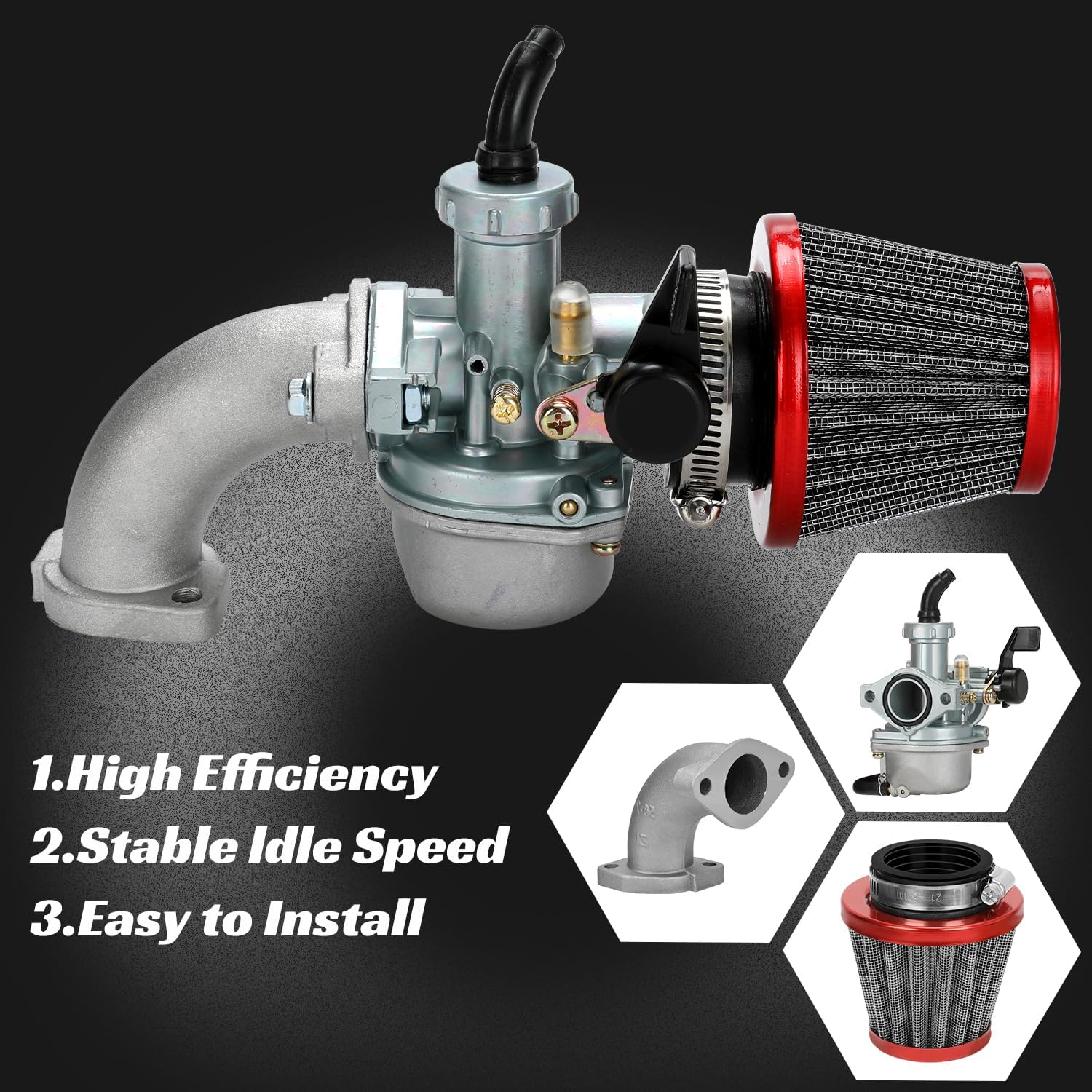 YOXUFA PZ22 Carburetor 22 mm Carb Throttle Cable Grip for 110cc 125cc ATV Pit Dirt Bike Coolster Mountopz SSR TaoTao DB14 DB24 Apollo Xpro Hawk 4 Stroke Chinese Quad Parts