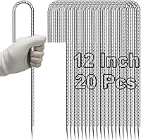 VVOKGO 12 Inch Galvanized J-Hook Rebar Tent Stakes Heavy Duty 20-Pack for Bounce Houses, Tents, Fences & Inflatables