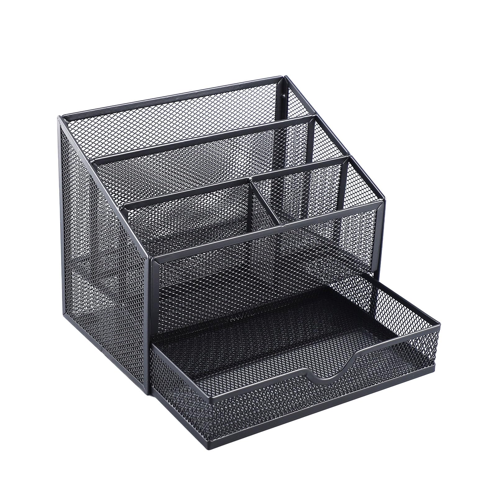 Acouto Organizer na Biurko Siatka Metalowa Organizer na stół Biurowy z szufladą Książki Długopisy Zszywacz Klipsy do Teczek Notatki Zakreślacze Litery Biurko Organizator Organizator stół Biurowy