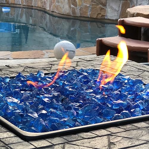 Miniatura 2 de GRISUN Vidrio de fuego verde esmeralda para hoguera, 10 libras, 12 pulgada, rocas de vidrio templado para chimenea natural o propano, seguro para