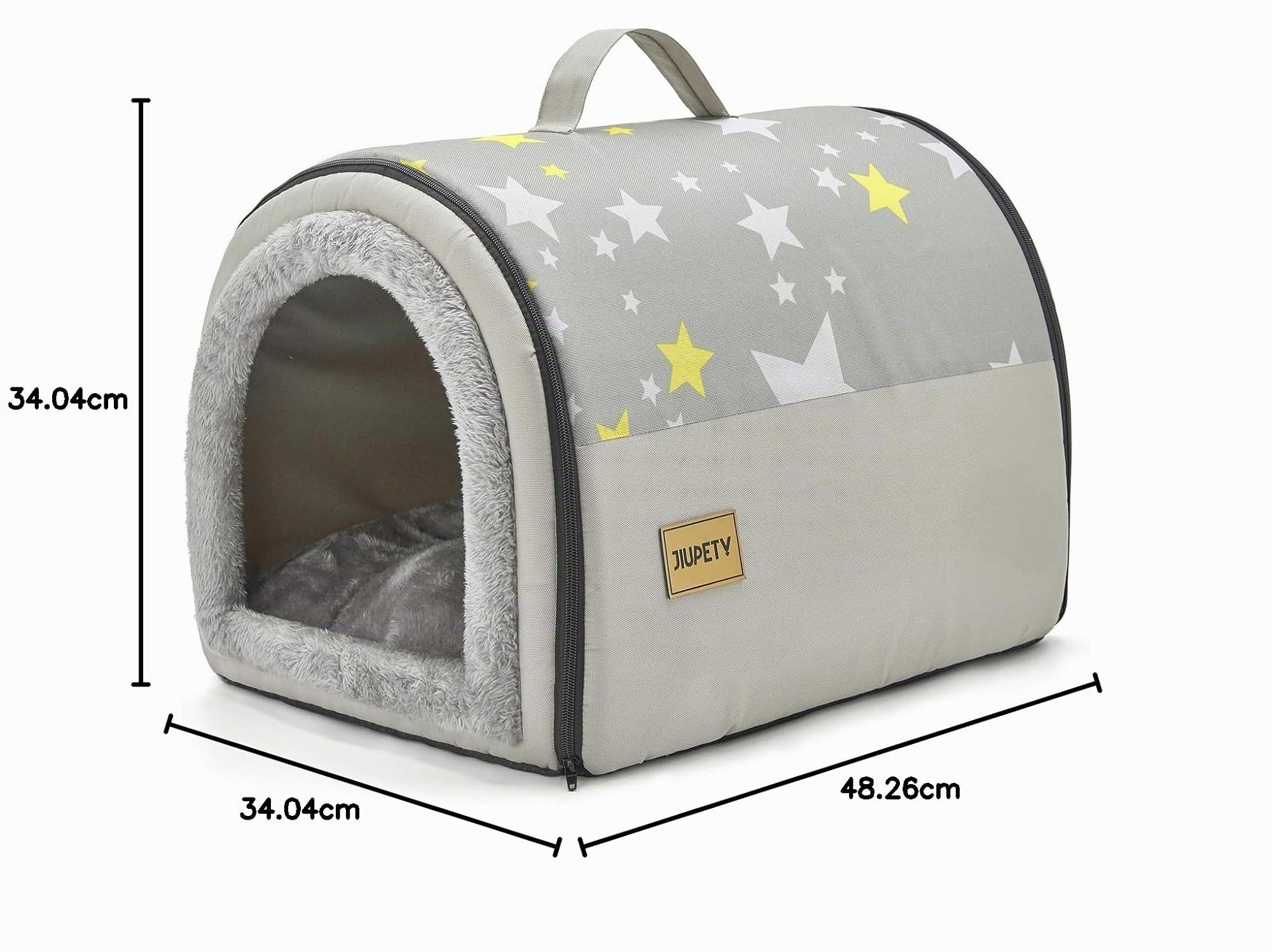 Niche pour Chien Intérieur 2 en 1 Maison pour Petit Chiens Taille M Portable Gris