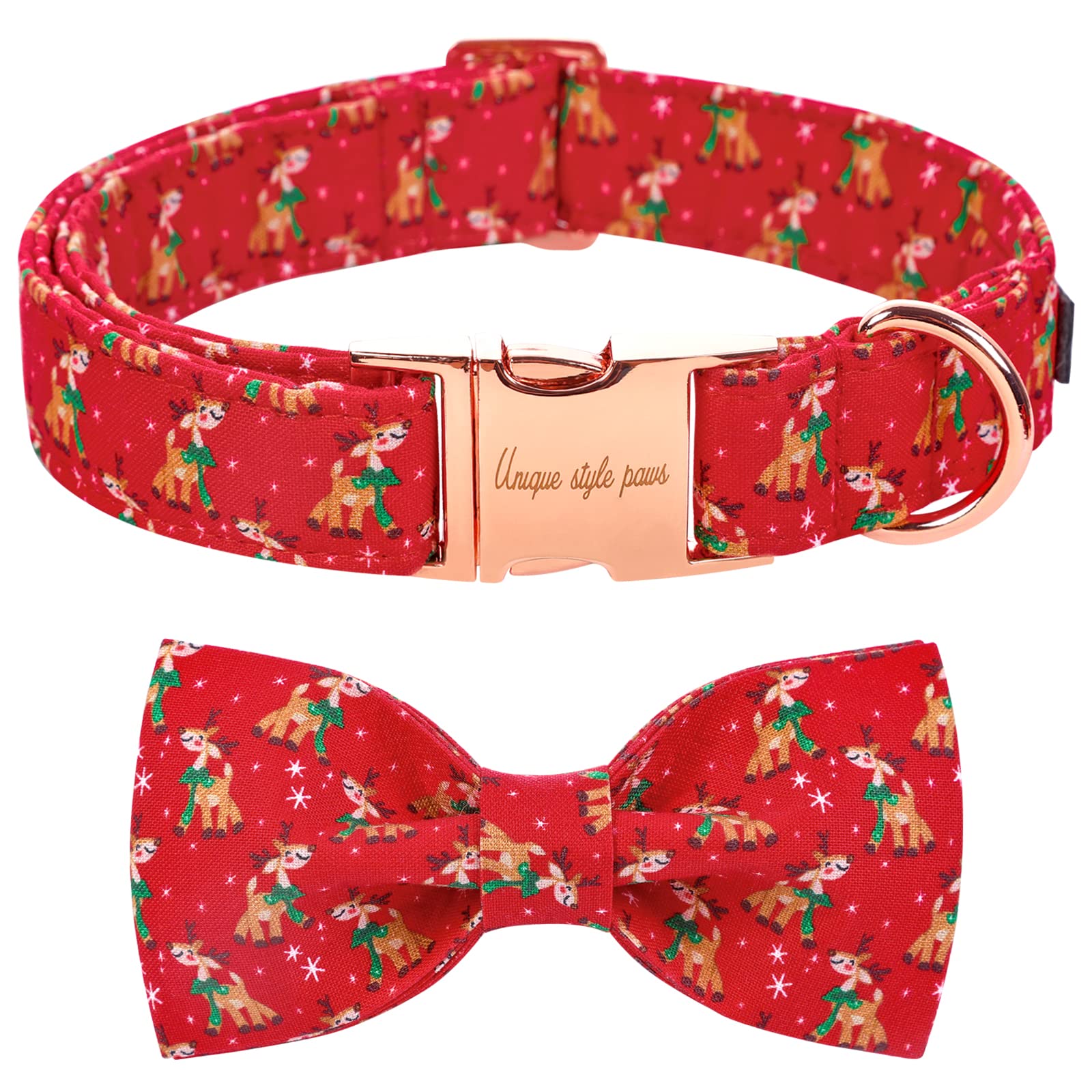 Unique style paws Christmas Elk Dog Collar, Pet Collar Gift for Girls Boys Dogs, Adjustable Dog Collar for Small Medium Dogs, XS