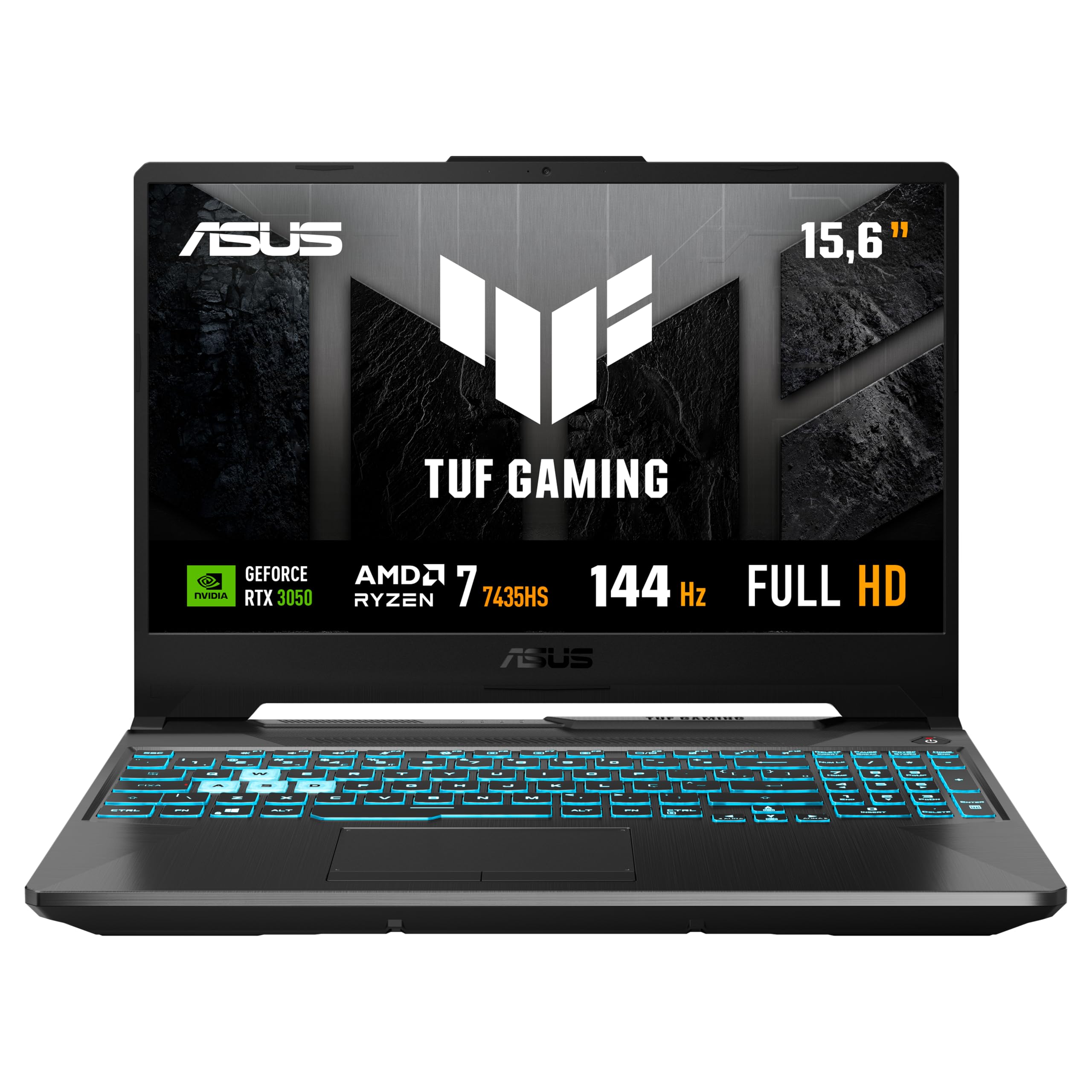 Notebook ASUS TUF Gaming A15, RTX 3050, AMD RYZEN 7, 16 GB, 512 GB SSD, W11 Home, Tela 15.6'' FHD, Graphite Black - FA506NCR-HN088W